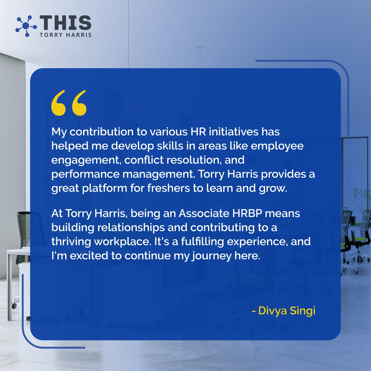 torryharris's tweet photo. From learning the ropes to making an impact—the journey for Divya Singi, Associate HRBP at @torryharris, has been one of growth, collaboration, and new challenges.

Swipe to read Divya's journey at Torry Harris.

#LifeAtTorryHarris #EmployeeTestimonial #TorryHarris https://t.co/PshDmfWDHV