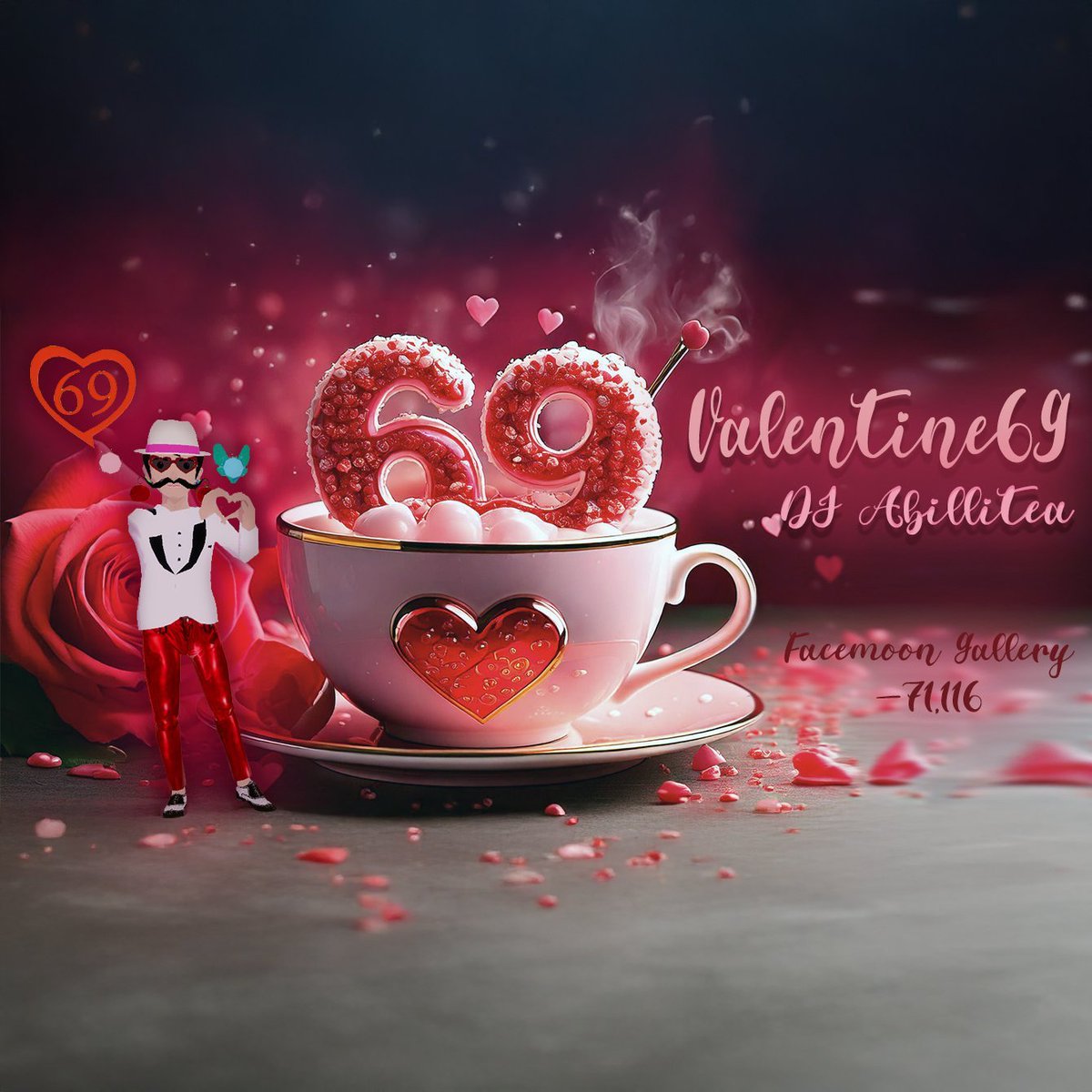 DJ Abilitea (@djabilitea) on Twitter photo There's no better way to spend Valentine's day than to 69!
Come join the par-tea this Friday! I'll be spinning tunes that are perfect to 69 to.
📅Date: Friday, February 14
📍 Location: Facemoon Gallery, <a href="/decentraland/">Decentraland</a> -71, 116
🫖 Time: 10:00 PM UTC
decentraland.org/events/event/?… There's no better way to spend Valentine's day than to 69!
Come join the par-tea this Friday! I'll be spinning tunes that are perfect to 69 to.
📅Date: Friday, February 14
📍 Location: Facemoon Gallery, <a href="/decentraland/">Decentraland</a> -71, 116
🫖 Time: 10:00 PM UTC
decentraland.org/events/event/?…