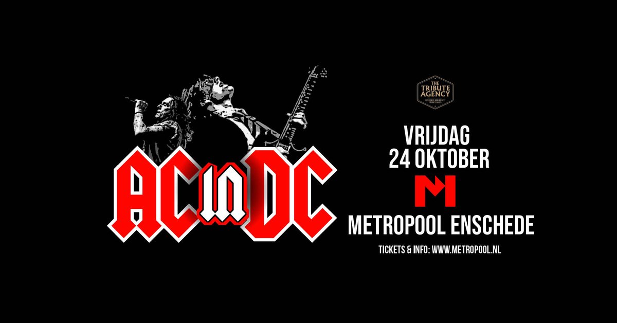 Hits van Brian Johnson én Bon Scott, de AC/DC-tributeband AcinDC heeft ze allemaal in huis. Vrijdag 24 oktober komen de rockers naar Enschede en nemen ze tientallen jaren podiumervaring mee. Tickets zijn nu in de verkoop.
 
 ➡️Info en tickets: metropool.nl/agenda/acindc-…
