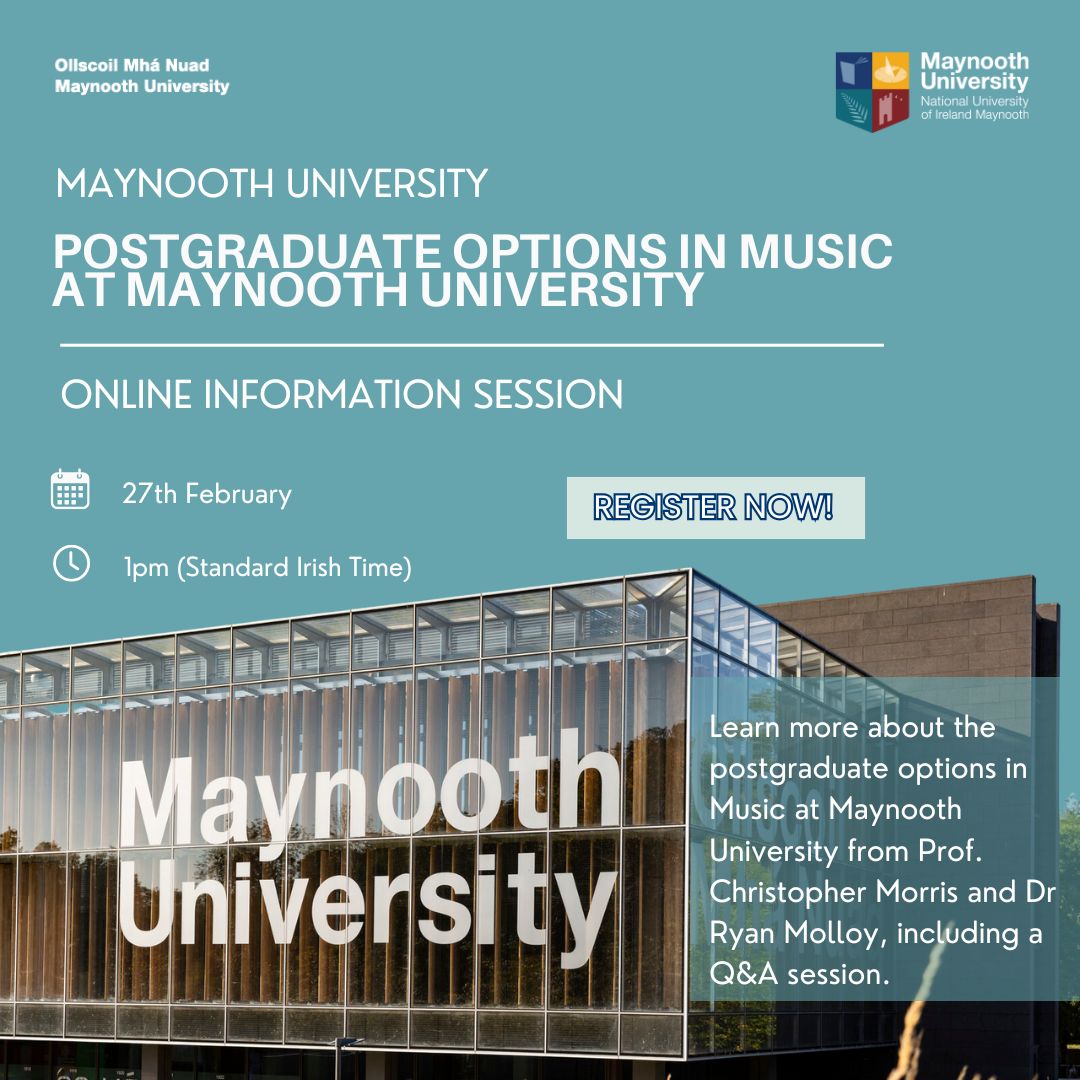 Maynooth University Graduate Studies (@mu_postgrad) on Twitter photo Maynooth University invites you to join our upcoming webinar, where we will showcase our diverse range of Music programs.
Register now: shorturl.at/9S735
<a href="/MusicMaynooth/">MU Music</a> Maynooth University invites you to join our upcoming webinar, where we will showcase our diverse range of Music programs.
Register now: shorturl.at/9S735
<a href="/MusicMaynooth/">MU Music</a>