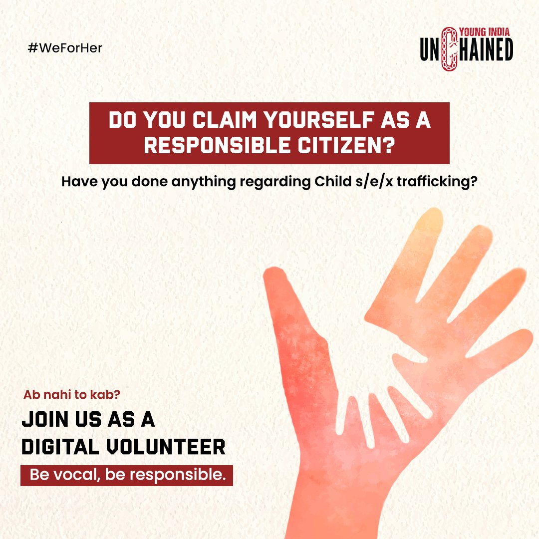YUnchained's tweet photo. Join hands with Young India Unchained!
Registration yourself by clicking the link: https://t.co/tbLgvFgNg3
#YoungIndiaUnchained #youthempowerment #stopchildtrafficking #childtraffickingawareness https://t.co/LR6hov5zZS