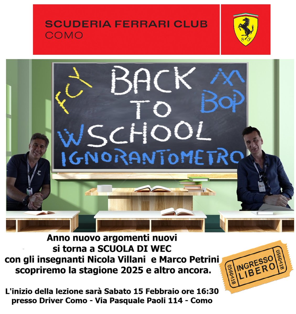 Non siamo professori
ma grandi appassionati come tutti voi
e non vediamo l’ora che cominci la nuova stagione del <a href="/FIAWEC/">FIA World Endurance Championship</a> 

io e il grande <a href="/MarcoPetriniMac/">Marco Petrini</a> 
vi aspettiamo sabato pomeriggio
con <a href="/sfcComo/">SFC Como</a> 

L’ignorantometro è già pronto…

#WEC #Endurance #Motorsport #Racing #Passion