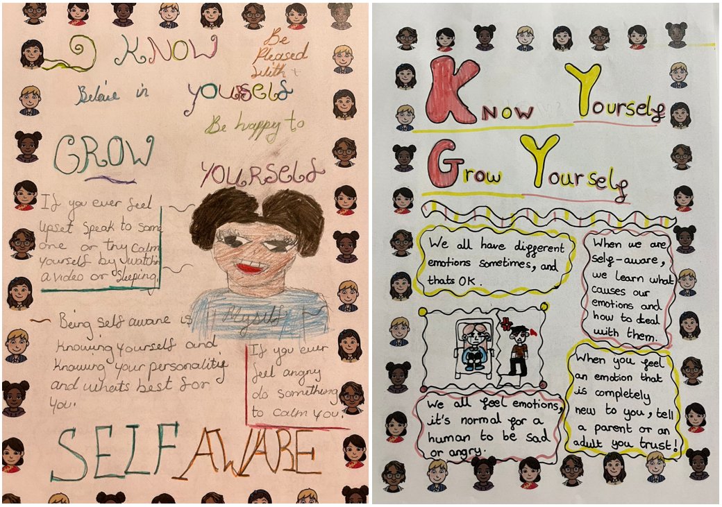 For Mental Health Week, children in Year 6 discussed the importance of being self-aware and how to manage their emotions. They created informative posters, linked to this year's theme 'Know Yourself, Grow Yourself!'