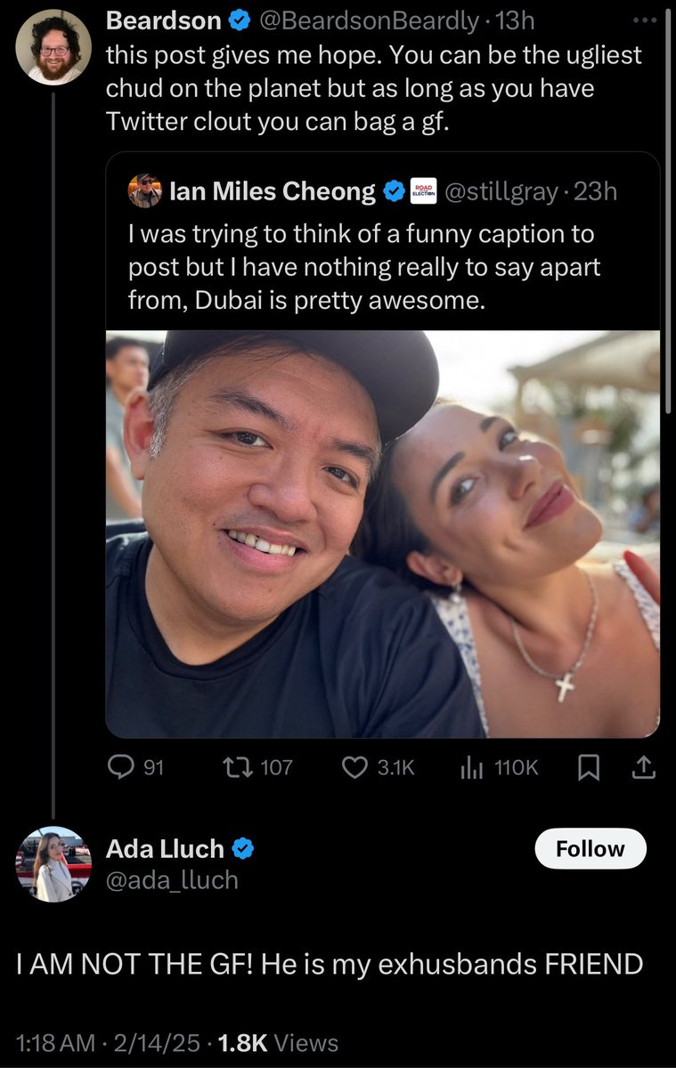 accidentally got Ian Miles Cheong friend zoned in front of the entire internet. What a great start to Valentine’s Day.