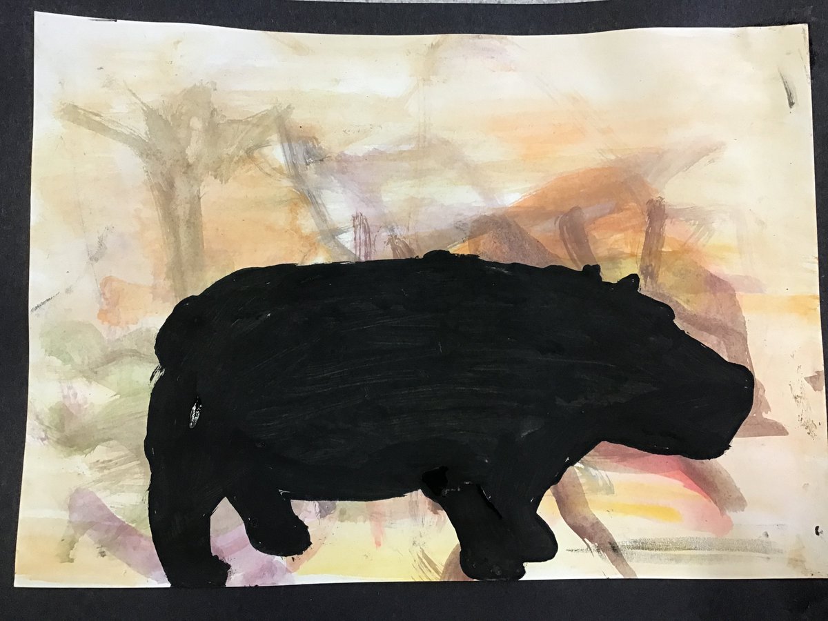 Post 16 students have made some lovely animal silhouette paintings