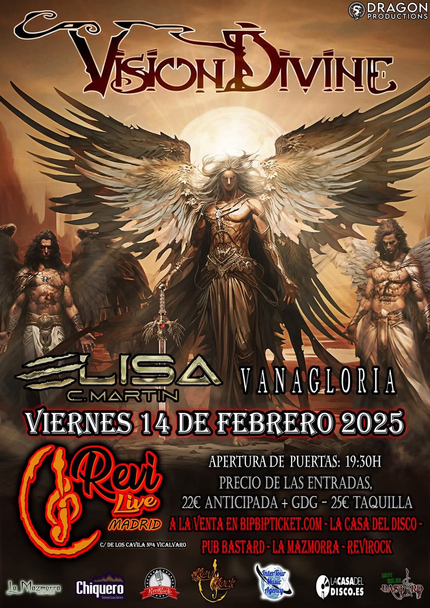 Hoy día de concierto <a href="/VanagloriaMetal/">Vanagloria Metal</a> + <a href="/_elisacmartin_/">Elisa C.Martin</a> + <a href="/VisionDivine/">Vision Divine</a> en la sala Revi en Madrid
Entradas aquí ⬇️⬇️⬇️
bipbipticket.com/home/vision-di…