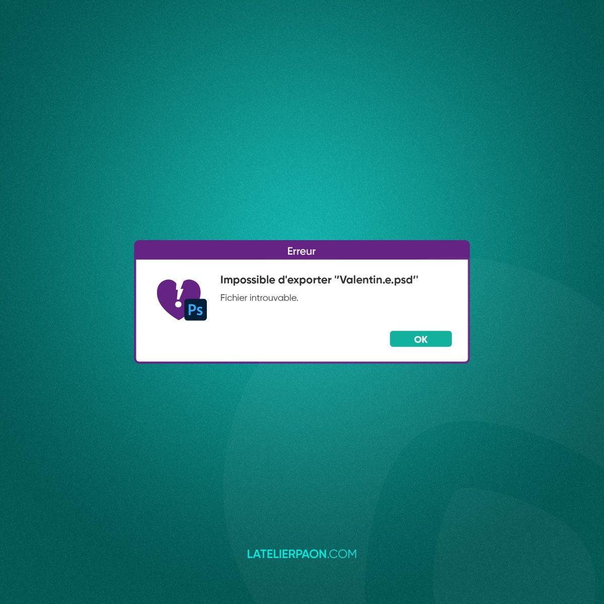 ⚠️ Error Photoshop⚠️

Cette année, que des célibataires à l'atelierpaon ! 
Mais une chose est sûre : le design reste notre plus belle histoire d'amour ! 💙
Bonne Saint-Valentin à tous.
#JustLoveDesign