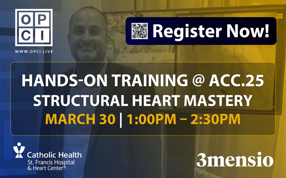 Register Now! OPCI Learning Lab "Structural Heart Mastery" hands-on training session in partnership with 3mensio.   🫀 opci.events/acc25 #ACC25

Sign up and attend 2 or more OPCI sessions at ACC.25 and receive a pair of complimentary lead radiation safety glasses 😎