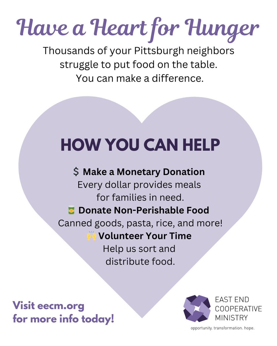 Today, share the love by offering support to the vital agencies in place fighting against food insecurity in Pittsburgh. Learn more about the work we’re doing for the community in our food pantry: shorturl.at/N2ZSN