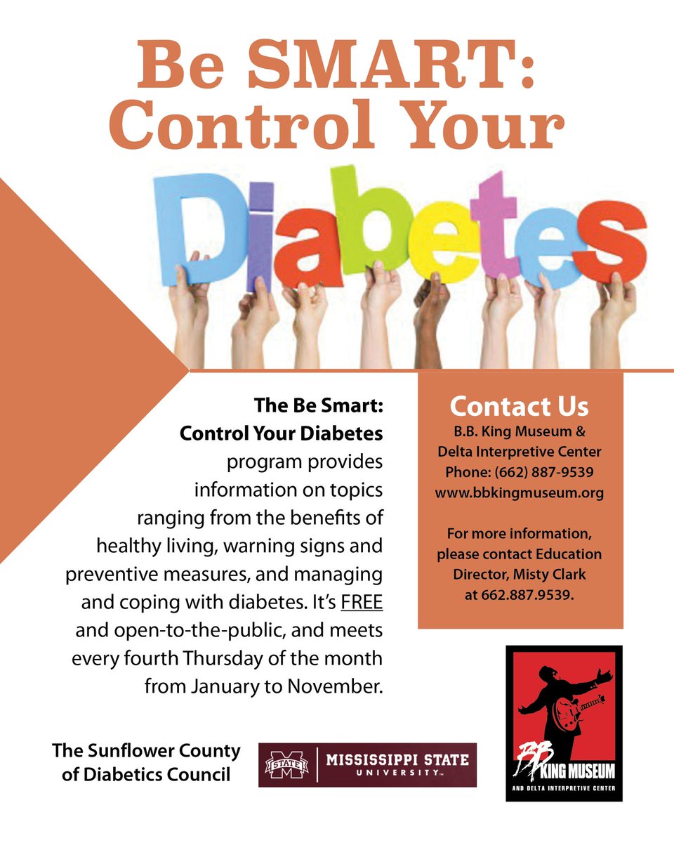 Every 4th Thursday, <a href="/BBKingMuseum/">B.B. King Museum</a> offers a FREE informative program for managing #diabetes