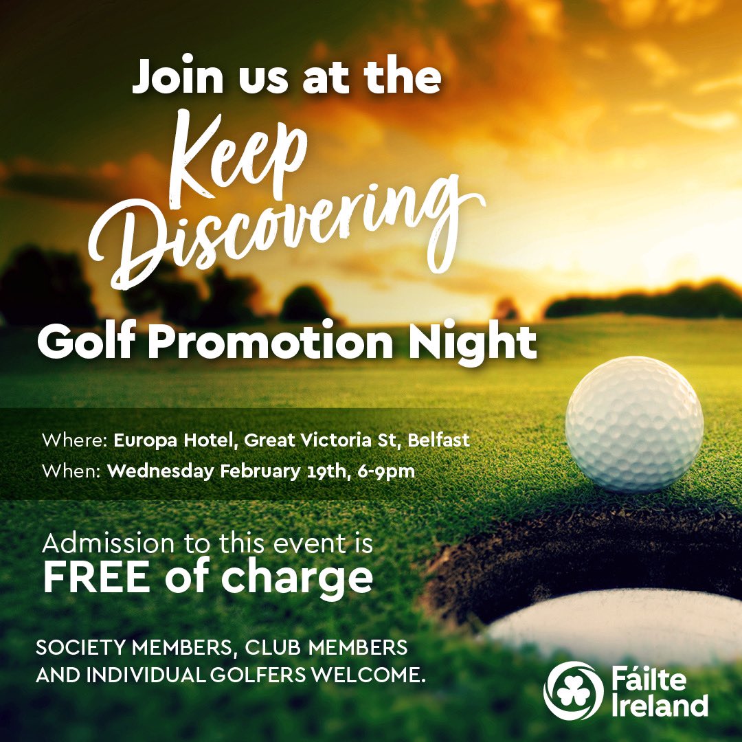 Joe Murphy (@joejmurph) on Twitter photo ‼️ Less than a week to go! ‼️
Join <a href="/Failte_Ireland/">Fáilte Ireland</a> FREE Golf Promotion Night this coming Wednesday at The Europa Hotel, #Belfast ⛳️
⏰ 6 PM start | 45 golf clubs & resorts | Prizes & simulator fun!
A great chance to start thinking about your #golf plans for 2025! 🏌️♂️🏆 ‼️ Less than a week to go! ‼️
Join <a href="/Failte_Ireland/">Fáilte Ireland</a> FREE Golf Promotion Night this coming Wednesday at The Europa Hotel, #Belfast ⛳️
⏰ 6 PM start | 45 golf clubs & resorts | Prizes & simulator fun!
A great chance to start thinking about your #golf plans for 2025! 🏌️♂️🏆