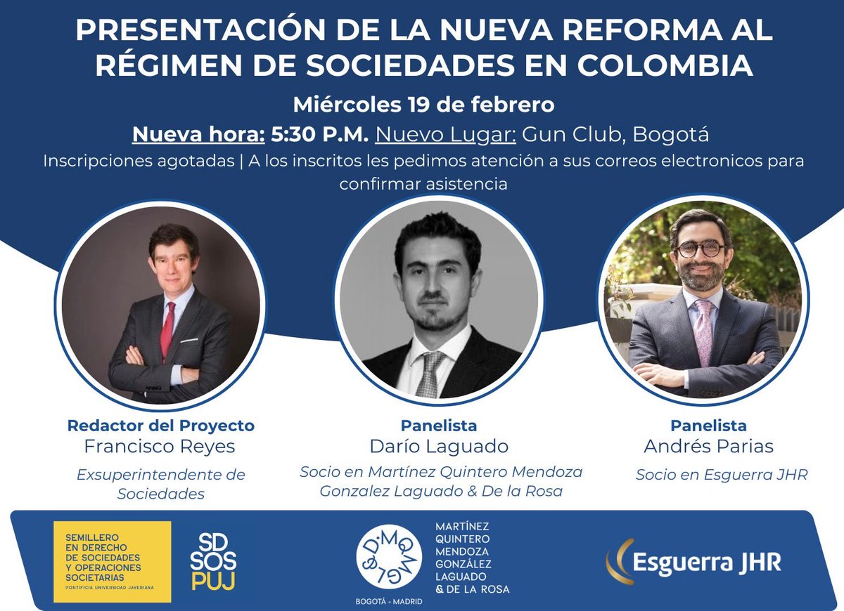 Debido al gran número de inscritos, los organizadores han dispuesto que el evento se llevará a cabo en el Gun Club. Por favor, tomen nota del cambio de auditorio.