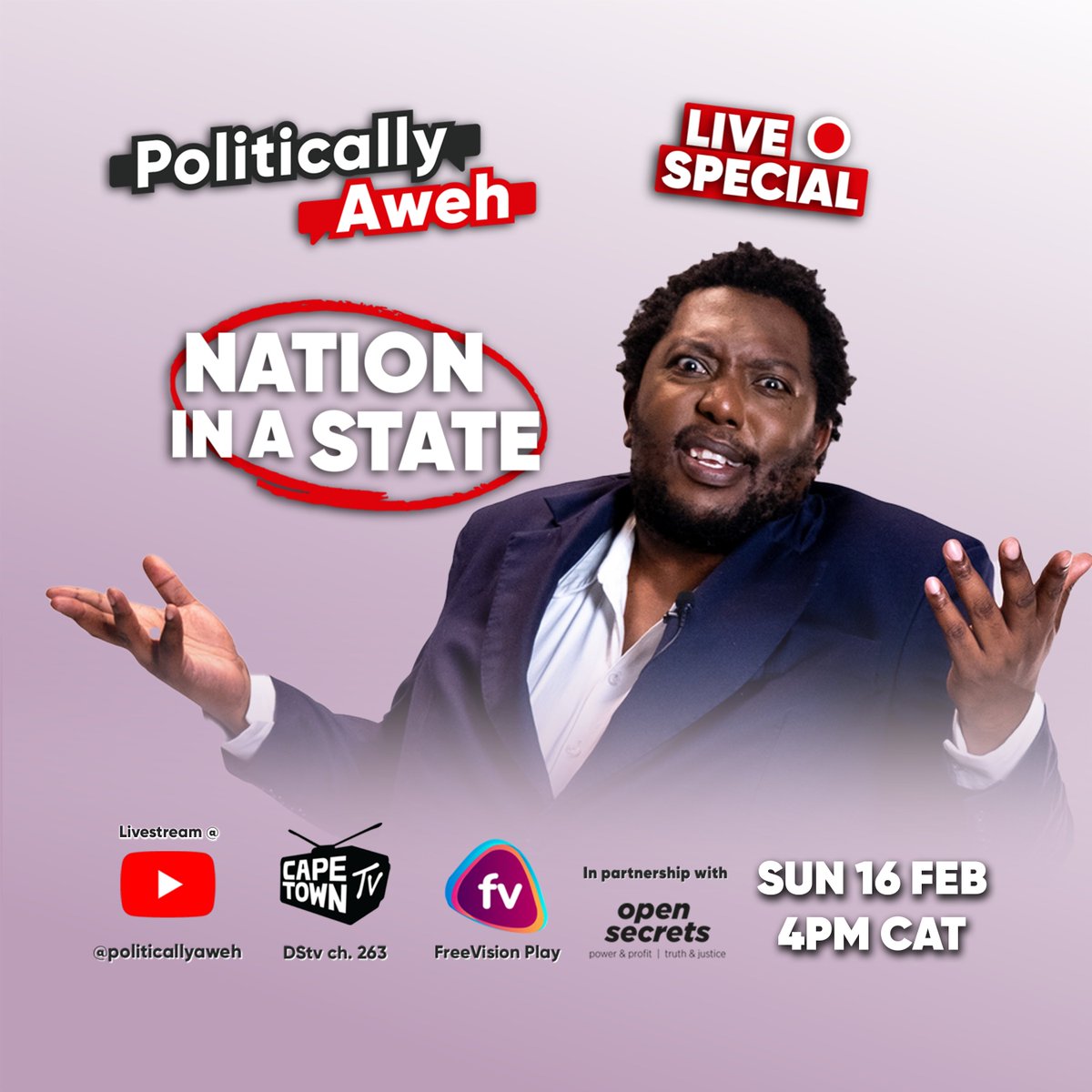 Politically Aweh (@politicallyaweh) on Twitter photo LIVE SPECIAL: NATION IN A STATE 🚨 SA is in its flop era—let’s unpack the chaos! 🔥 Sun, 16 Feb | 4PM CAT | <a href="/politicallyaweh/">Politically Aweh</a> | Cape Town TV (DStv 263) | FreeVision Play.
Stream here: youtube.com/live/M2Wxr6laZ…
Don’t miss it! #PoliticallyAweh LIVE SPECIAL: NATION IN A STATE 🚨 SA is in its flop era—let’s unpack the chaos! 🔥 Sun, 16 Feb | 4PM CAT | <a href="/politicallyaweh/">Politically Aweh</a> | Cape Town TV (DStv 263) | FreeVision Play.
Stream here: youtube.com/live/M2Wxr6laZ…
Don’t miss it! #PoliticallyAweh