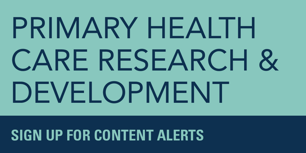 Sign up for alerts to receive regular content updates from Primary Health Care Research &amp; Development
📚 cup.org/4hvvQQD
<a href="/PHCRD/">PHCR&D</a>