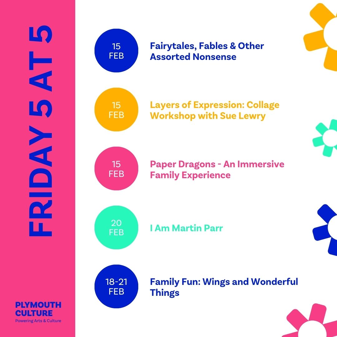 Plymouth Culture (@plymcultureuk) on Twitter photo Friday 5️⃣ at Five - Here's our top five cultural highlights that we think you should know about this week in Plymouth!
Find these events and more here 👇🏼
bit.ly/4gEDass
@barbicantheatre <a href="/realideasorg/">Real Ideas</a> <a href="/stiltskinarts/">Stiltskin Theatre Co</a> <a href="/theboxplymouth/">The Box, Plymouth</a> Friday 5️⃣ at Five - Here's our top five cultural highlights that we think you should know about this week in Plymouth!
Find these events and more here 👇🏼
bit.ly/4gEDass
@barbicantheatre <a href="/realideasorg/">Real Ideas</a> <a href="/stiltskinarts/">Stiltskin Theatre Co</a> <a href="/theboxplymouth/">The Box, Plymouth</a>