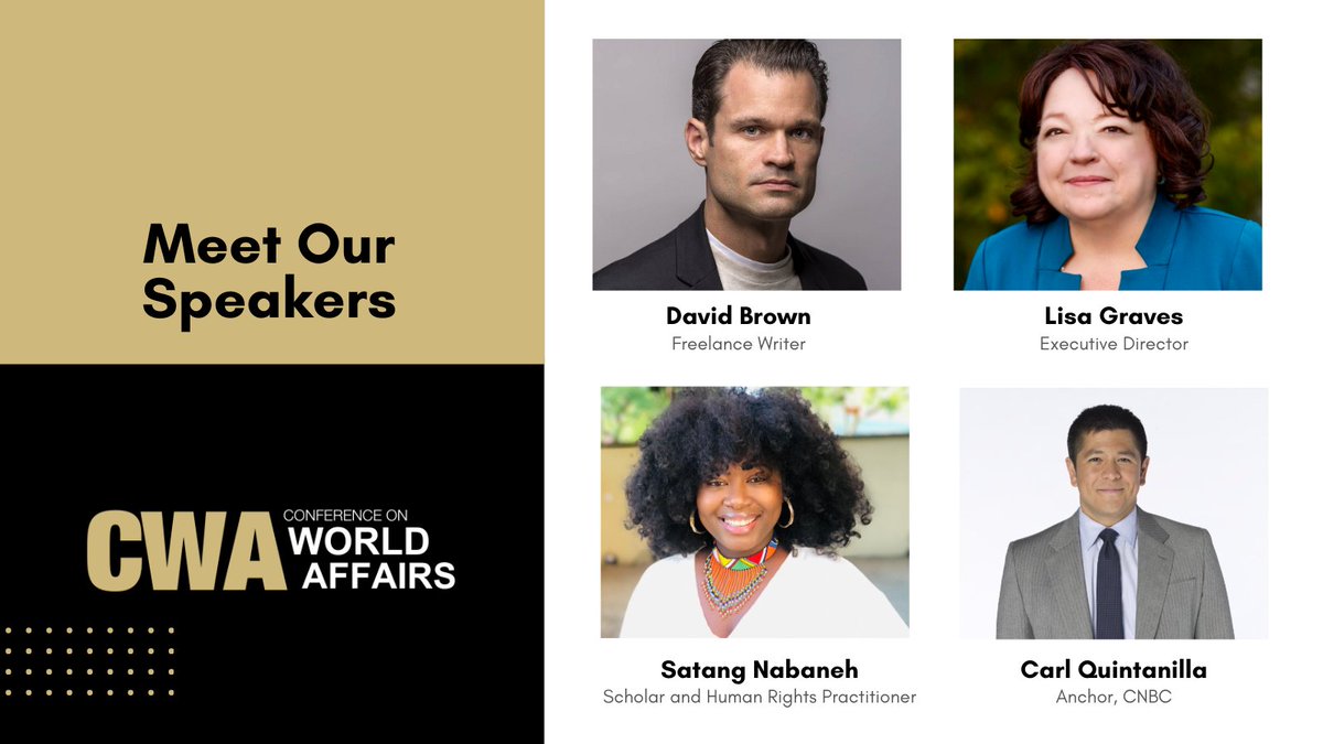 CWA is back April 7–10, 2025! Hear from notable speakers such asDavid Brown, Lisa Graves, Satang Nabaneh and Carl Quintanilla as they discuss today’s pressing issues under the theme Lead, Innovate, Impact.

Learn more: colorado.edu/cwa/2025-speak…