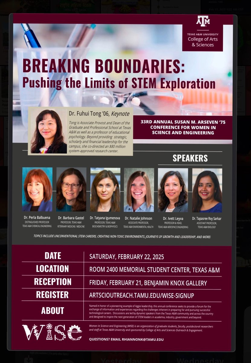 Get excited for the 33rd Annual Susan M. Arseven '75 Conference for Women in Science and Engineering! 

Don't miss out on a day of powerful discussions, networking, and inspiration as we continue to empower the next generation of women in STEM! 💡