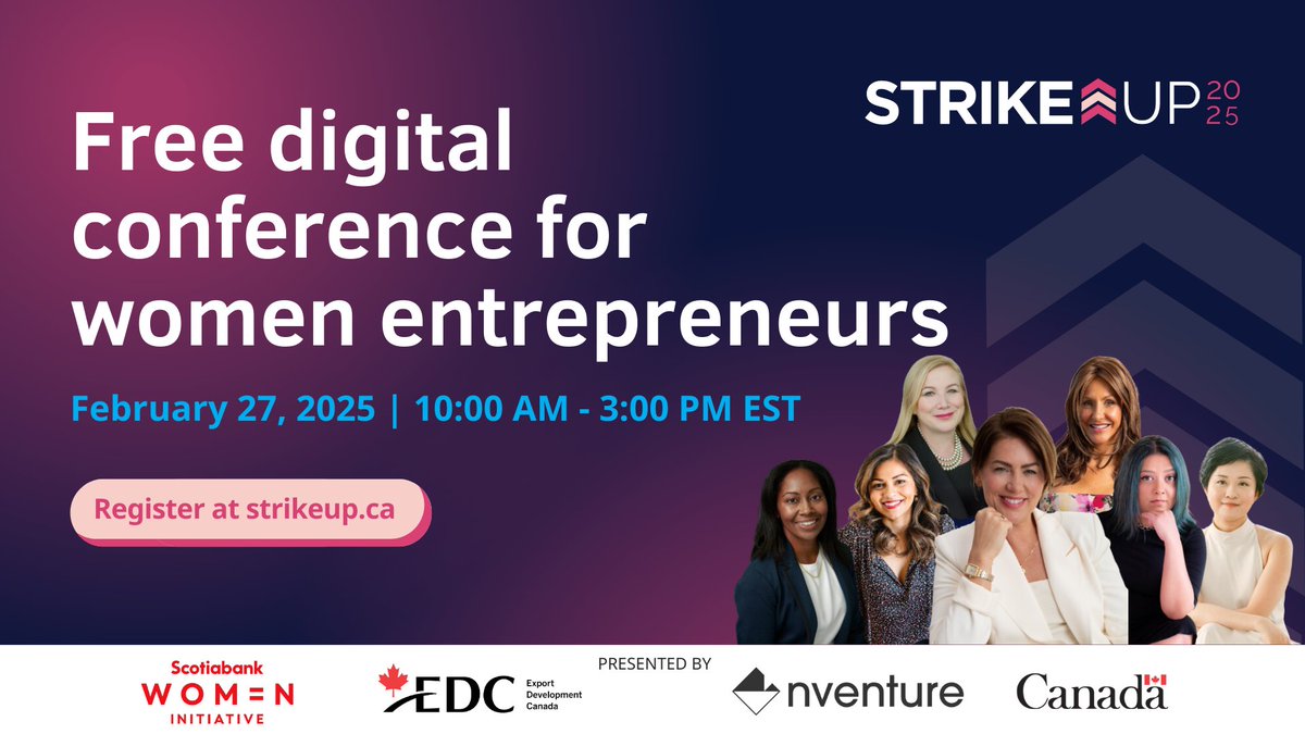 WBE Canada (@wbecanada) on Twitter photo Discover how to redefine resiliency in your business by joining <a href="/StrikeupCanada/">StrikeUP Canada</a>’s FREE digital conference for #womenentrepreneurs on Feb 27, 2025! Gain insights from visionary leaders through keynotes, panels, workshops, & networking sessions. Discover how to redefine resiliency in your business by joining <a href="/StrikeupCanada/">StrikeUP Canada</a>’s FREE digital conference for #womenentrepreneurs on Feb 27, 2025! Gain insights from visionary leaders through keynotes, panels, workshops, & networking sessions.