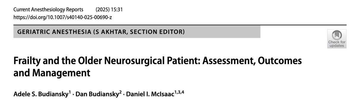 Congratulations to our brilliant PGY2, Dan Budiansky, for recently publishing this paper on #frailty and the older #neurosurgical patients! 

link.springer.com/article/10.100…