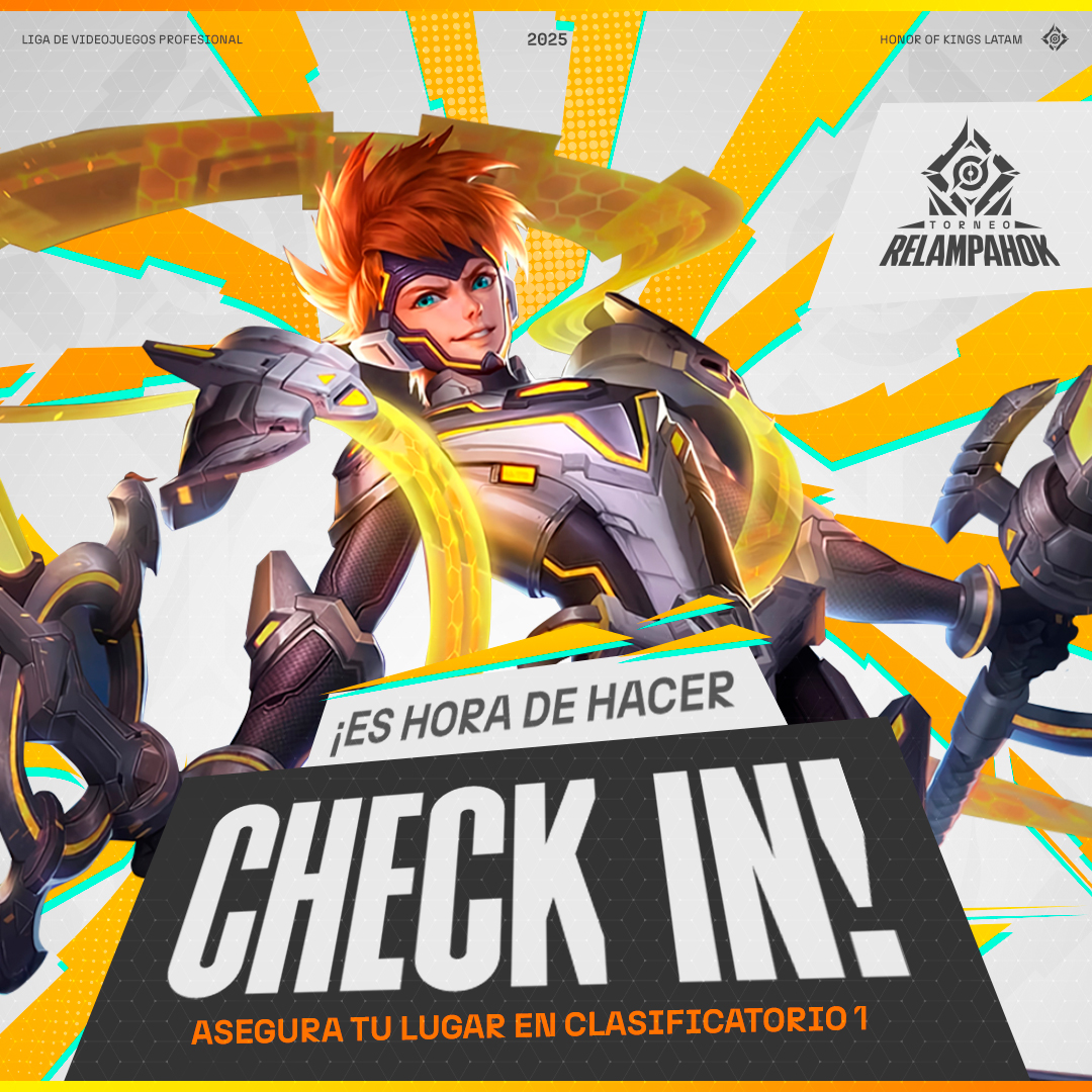 🔔 ¡Llegó la hora de hacer Check-In para el clasificatorio 1 de #RelámpaHoK de Honor of Kings!

🏆 Asegura tu lugar y prepárate para la batalla. 💪

¡Nos vemos en la arena!  🔗link.lvp.global/HoK