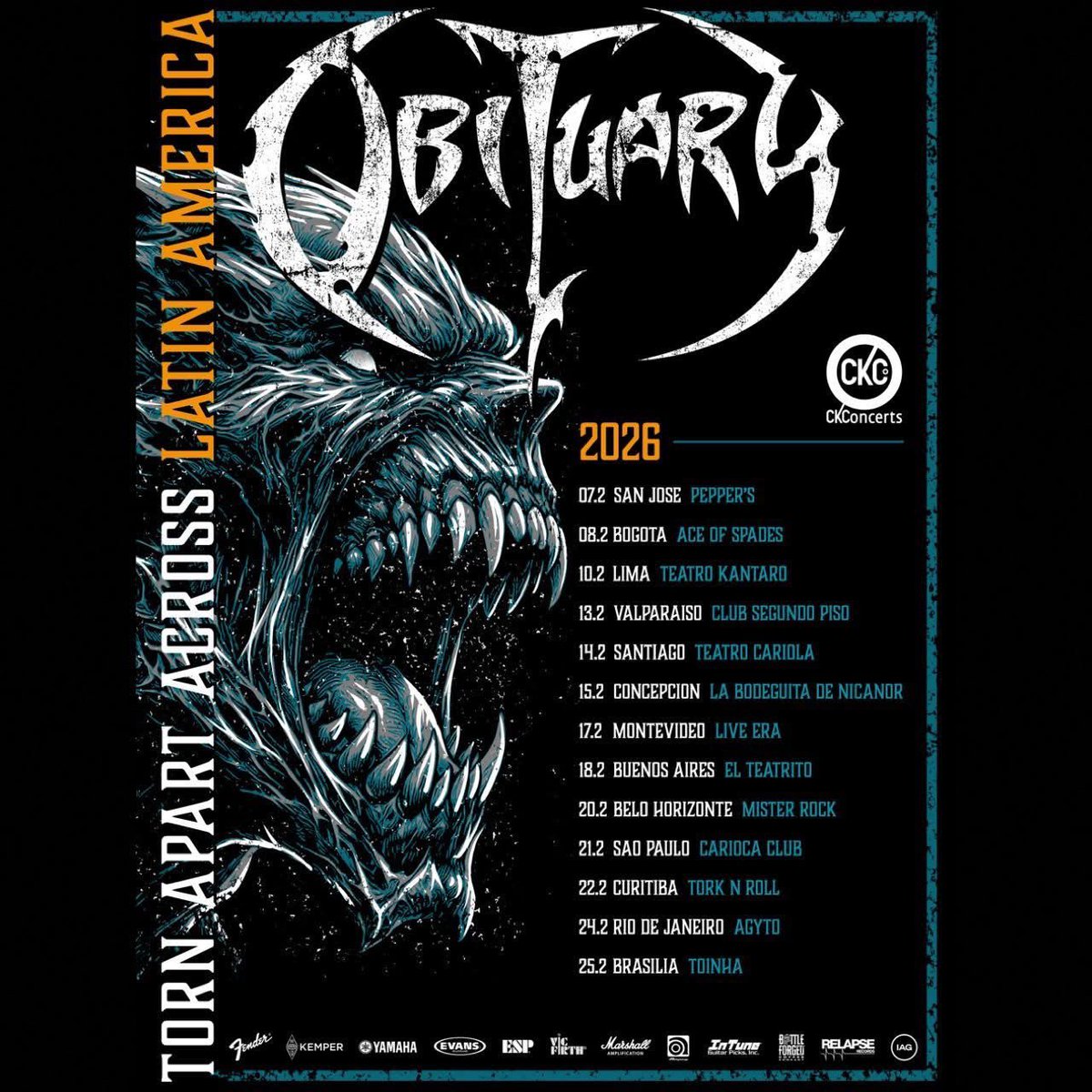 🚨ACTUALIZACIÓN 🚨

OBITUARY anuncia el reagendamiento de su gira por Latinoamérica para febrero de 2026. La espera solo hace que la emoción crezca, y el próximo año será legendario 🤘🔥

🎟️ Las entradas adquiridas seguirán siendo válidas para las nuevas fechas.