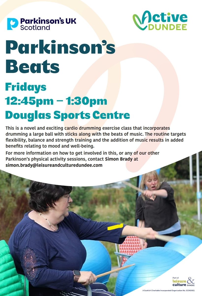 Amanda McKay (@mandomckay) on Twitter photo Parkinson's Beats expanding into Dundee thanks to #ActiveDundee A fun, invigorating programme developed by people with #Parkinsons for People with Parkinsons to get active stay active <a href="/julie_physio/">Julie Jones</a> <a href="/ParkinsonsENEx/">ParkinsonsENEx</a> <a href="/ParkinsonsUKSco/">Parkinson's UK Scotland</a> <a href="/MovementfHealth/">Movement for Health</a> Parkinson's Beats expanding into Dundee thanks to #ActiveDundee A fun, invigorating programme developed by people with #Parkinsons for People with Parkinsons to get active stay active <a href="/julie_physio/">Julie Jones</a> <a href="/ParkinsonsENEx/">ParkinsonsENEx</a> <a href="/ParkinsonsUKSco/">Parkinson's UK Scotland</a> <a href="/MovementfHealth/">Movement for Health</a>