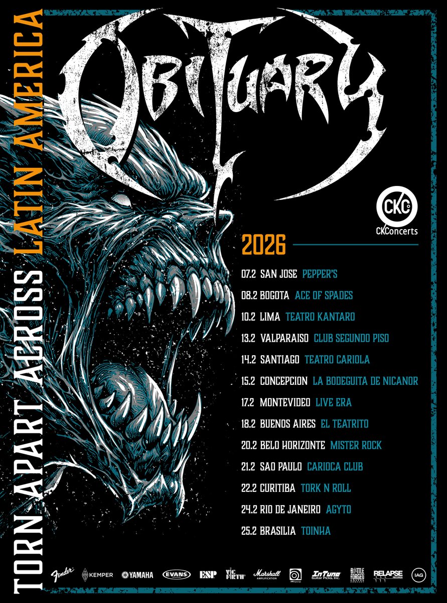 We are pleased to announce the rescheduled shows for our Latin American fans! We know how ready you are to rage with us and we share that excitement!!

obituary.cc/tour