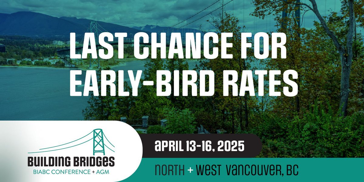 BIABC (@businessareasbc) on Twitter photo EARLY-BIRD ENDS TODAY ✨ Join us as we build bridges, break down barriers, and achieve more—together. The conference co-hosted by <a href="/shipyardsdist/">The Shipyards District BIA</a> + <a href="/adbiawv/">Shop the Villages</a> will be in vibrant North Vancouver, BC.
🔗 buff.ly/3OBvKux EARLY-BIRD ENDS TODAY ✨ Join us as we build bridges, break down barriers, and achieve more—together. The conference co-hosted by <a href="/shipyardsdist/">The Shipyards District BIA</a> + <a href="/adbiawv/">Shop the Villages</a> will be in vibrant North Vancouver, BC.
🔗 buff.ly/3OBvKux