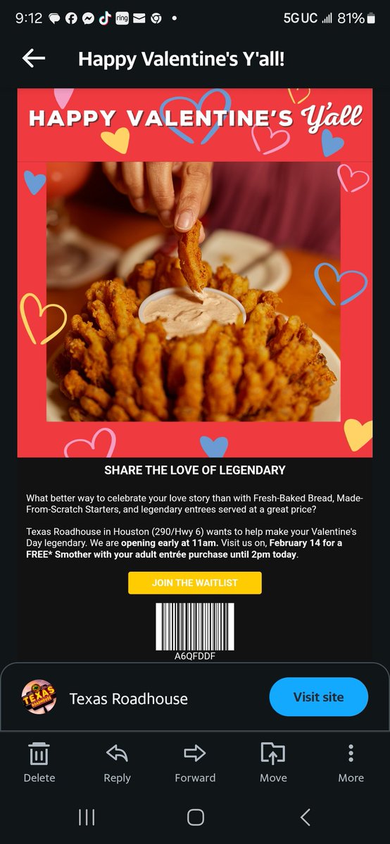 simmie colson (@simmiecolson) on Twitter photo <a href="/texasroadhouse/">Texas Roadhouse</a> way to bait and switch me by sending a picture of an appetizer that wasn't the freebie, this is BS, I drove here for NOTHING <a href="/texasroadhouse/">Texas Roadhouse</a> way to bait and switch me by sending a picture of an appetizer that wasn't the freebie, this is BS, I drove here for NOTHING