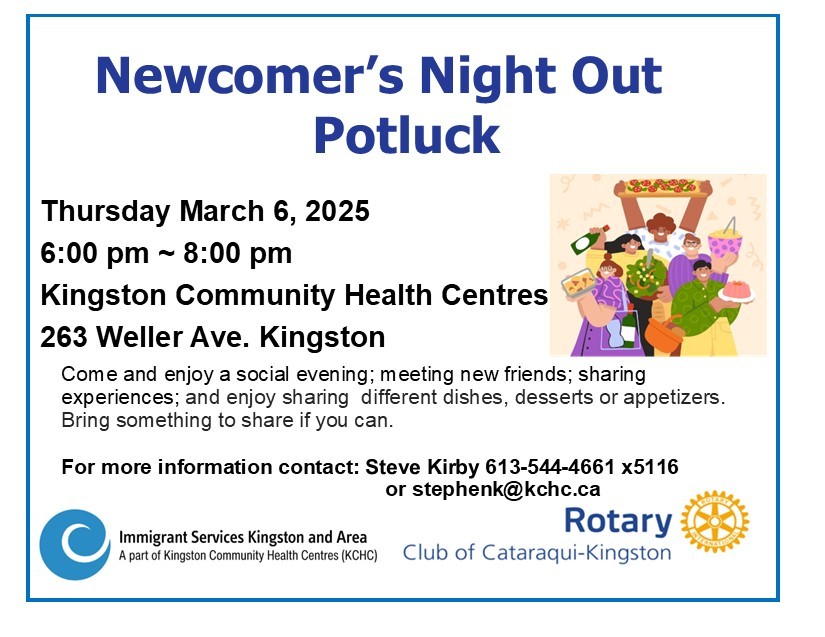 We have another Newcomer's Potluck coming up on March 6th! <a href="/ISKA_Youth/">YGK Immigrant Youth</a> <a href="/KingstonCHC/">KingstonCHC</a> #ygk #community #Immigrants #welcome