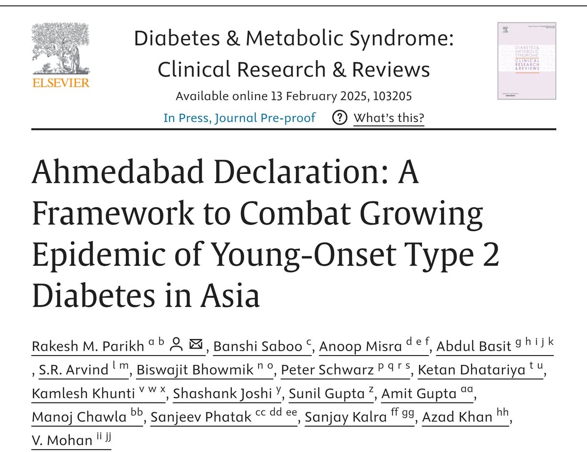 CME INDIA (@cmeindia1) on Twitter photo Ahmedabad Declaration released at Diabetes India Conference on 14th February 2025
<a href="/docanoopmisra/">anoop misra</a>
<a href="/peterschwarzart/">Prof. Peter Schwarz</a>
<a href="/drmohanv/">Dr.V.Mohan</a>
<a href="/banshisaboo/">Banshi Saboo</a>
<a href="/kamleshkhunti/">Prof Kamlesh Khunti</a>
<a href="/dramitaol/">Amit Gupta</a>
<a href="/AskDrShashank/">Dr. Shashank Joshi</a>
The prevalence of type 2 diabetes (T2D) among individuals under 40 is steadily increasing in Asian Ahmedabad Declaration released at Diabetes India Conference on 14th February 2025
<a href="/docanoopmisra/">anoop misra</a>
<a href="/peterschwarzart/">Prof. Peter Schwarz</a>
<a href="/drmohanv/">Dr.V.Mohan</a>
<a href="/banshisaboo/">Banshi Saboo</a>
<a href="/kamleshkhunti/">Prof Kamlesh Khunti</a>
<a href="/dramitaol/">Amit Gupta</a>
<a href="/AskDrShashank/">Dr. Shashank Joshi</a>
The prevalence of type 2 diabetes (T2D) among individuals under 40 is steadily increasing in Asian