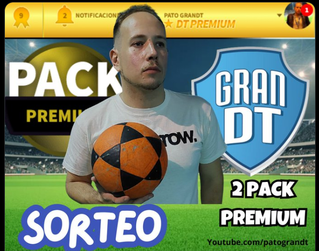 🚨Sorteo 2 packs premium 🎁🎁
Requisitos 👇
1⃣ Seguí a la cuentas <a href="/patograndt/">Pato Gran DT</a> y <a href="/GranDToficial/">⚽️ Gran DT</a> 
2⃣ Dale RT🔃 y me gusta al twit ♥
3⃣ Responde este tweet con los hashtags #ArrancaGranDT y #PatoGrandt
sorteo a las 18hs (para ganar hay que estar en el vivo) youtube.com/C/PATOGRANDT