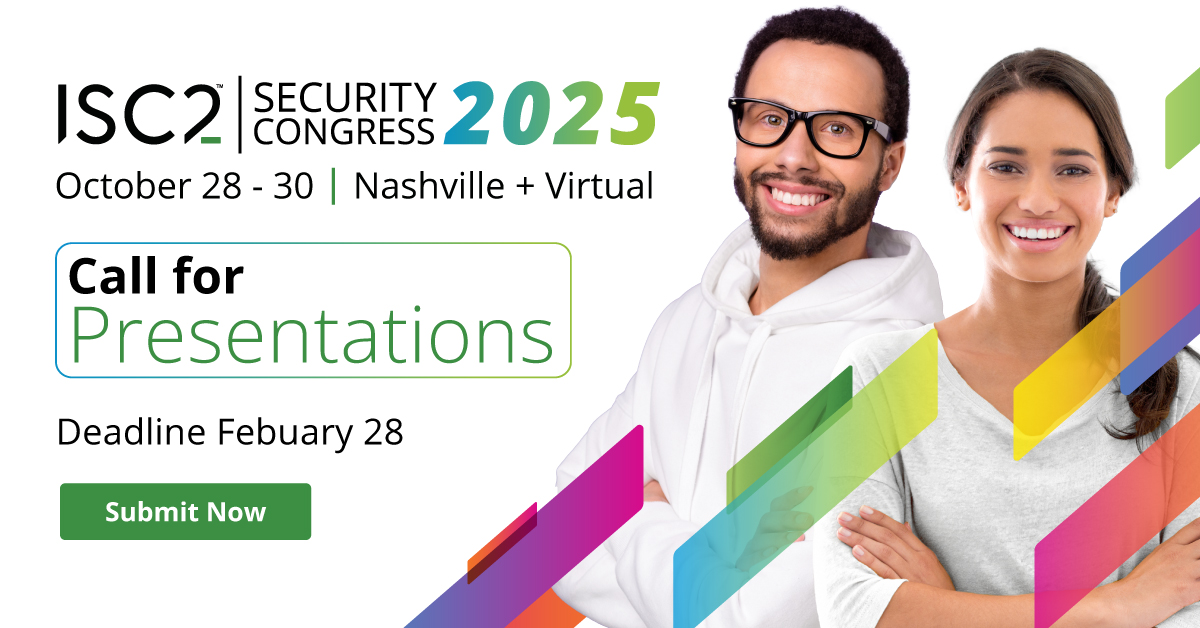 ISC2's tweet image. Present at #ISC2Congress 2025 and join industry leaders collaborating to share insights and drive innovation. Submit your presentation proposals on key topics like Cloud Security, Risk and Threat Response by February 28!

Click here: ow.ly/Rr3a50UKgkw