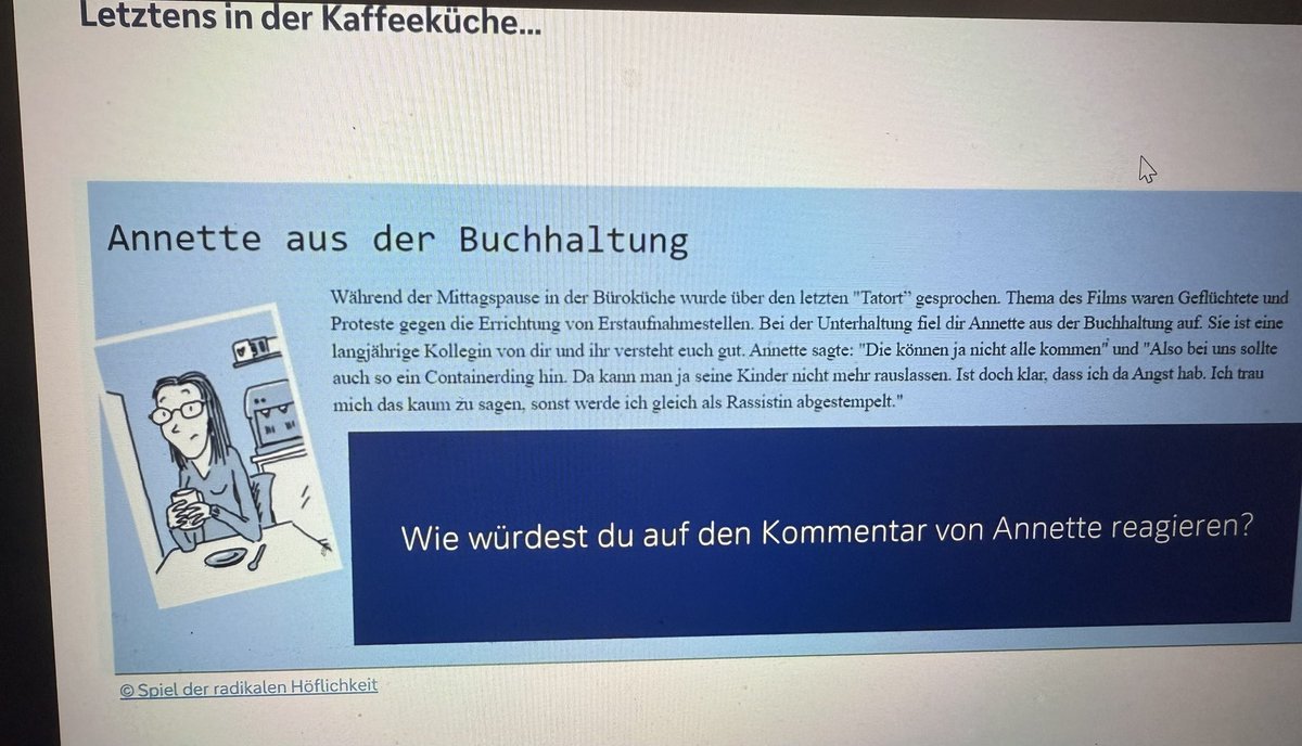 Übung aus meiner Schulung zum Thema „Demokratie Kompetenz am Arbeitsplatz“ wie findet Ihr die Übungen?