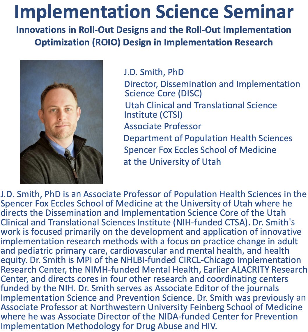 Happening today at 12 pm EST virtually! #Impsci seminar series with Dr. JD Smith presenting on Roll-out designs-- reach out to me if interested