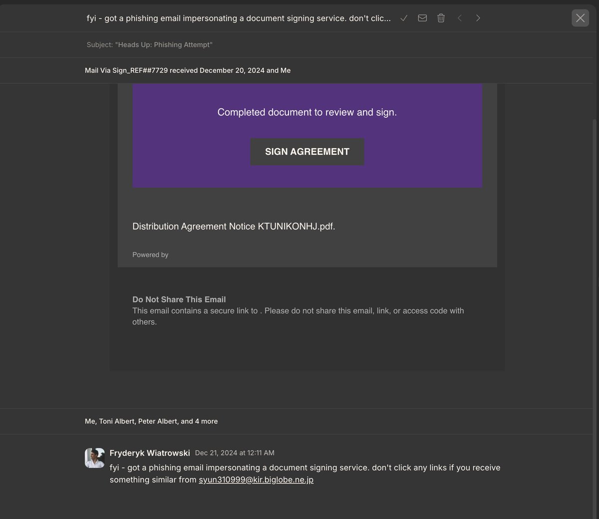 Got a phishing email through Jace. Instead of opening or replying, Jace drafted a warning for the entire <a href="/ZetaLabsAI/">Jace AI</a> team.