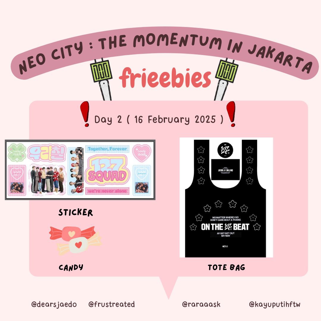 [rt &amp; like are appreciated] ‹𝟹‹𝟹

NEO CITY: THE MOMENTUM in JAKARTA

freebies by <a href="/dearsjaedo/">eci🧘🏻‍♀️🫧</a> <a href="/raraaask/">RAWRA!</a> <a href="/frustreated/">raa (ᓀ‸ᓂ) (.◜◡◝)</a> <a href="/kayuputihftw/">𝐭 𝐚 𝐧</a> 

🗓 16 February (Day 2)
📍 Indonesia Arena, TBA

see you!!!!!👋🏻

#THEMOMENTUM_NCT127 #NEOCITY_THE_MOMENTUM_JAKARTA