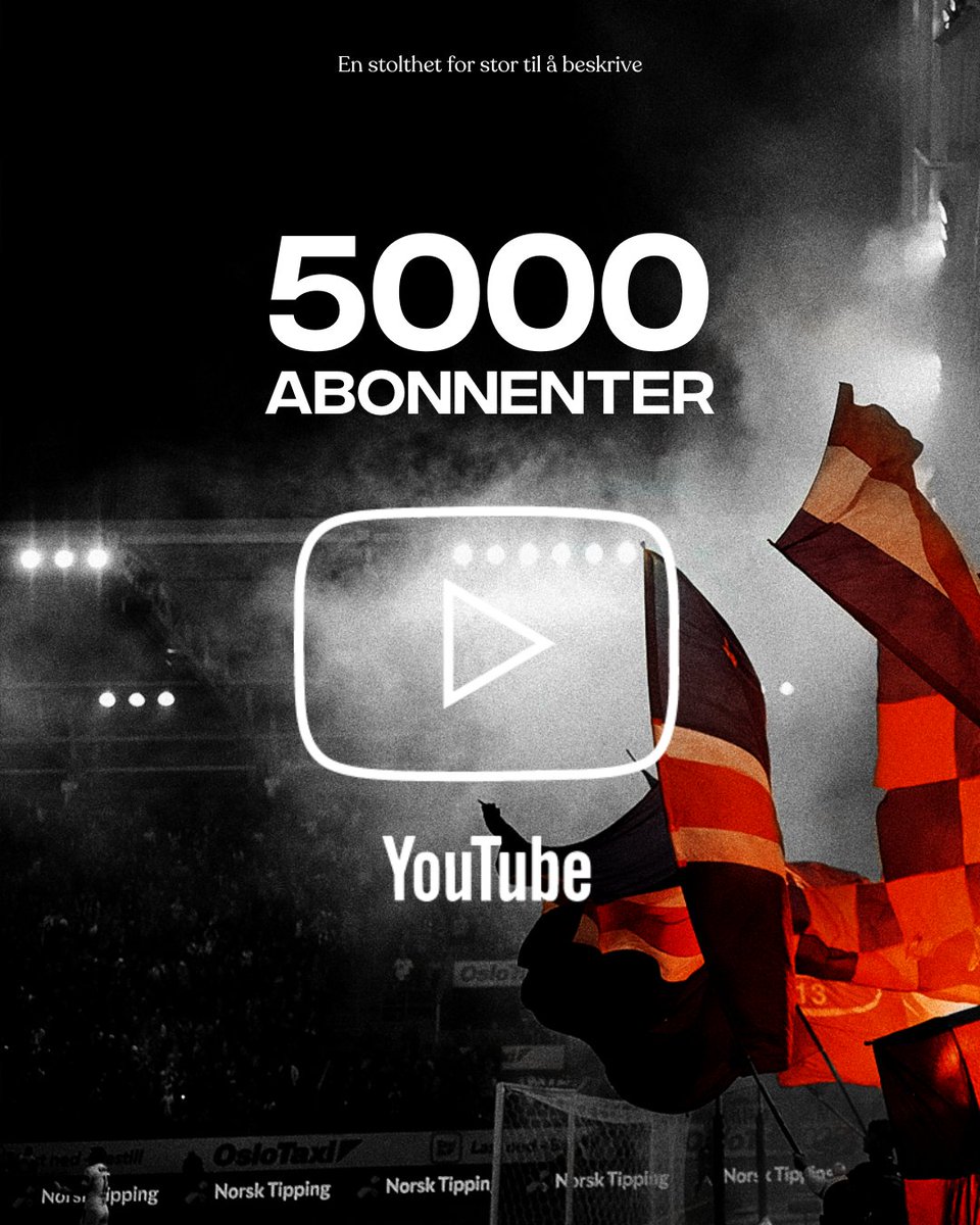 Vi har nådd 5000 abonnenter på YouTube-kanalen vår, men har plass til flere!

Ønsker du å komme på innsiden av klubben, og få beskjed om når vi publiserer nye episoder av 𝐄𝐍𝐆𝐀 𝐄𝐑 𝐓𝐈𝐋𝐁𝐀𝐊𝐄, er det bare trykke på linken 👇🏼 og abonnere!

📲 youtube.com/c/VålerengaFot…