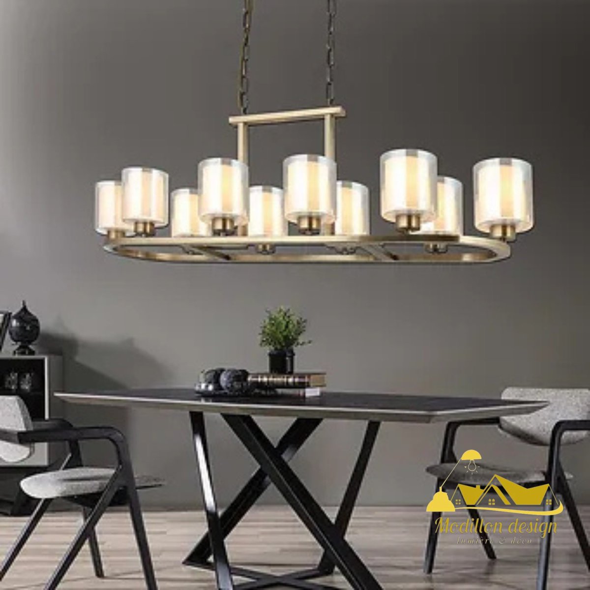 modillondesign's tweet image. Illuminez votre intérieur avec le lustre Lucea 1456 - 52 - 10 - L ! ✨ Son design moderne et sa finition chromée s&apos;intègrent parfaitement dans tout espace contemporain. Profitez de 10 ampoules LED pour un éclairage efficace et une ambiance sur mesure. #Éclairage #DesignModerne