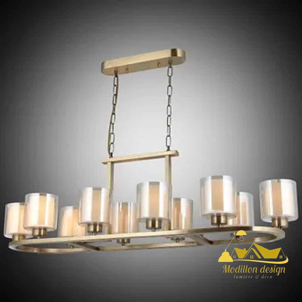 modillondesign's tweet image. Illuminez votre intérieur avec le lustre Lucea 1456 - 52 - 10 - L ! ✨ Son design moderne et sa finition chromée s&apos;intègrent parfaitement dans tout espace contemporain. Profitez de 10 ampoules LED pour un éclairage efficace et une ambiance sur mesure. #Éclairage #DesignModerne