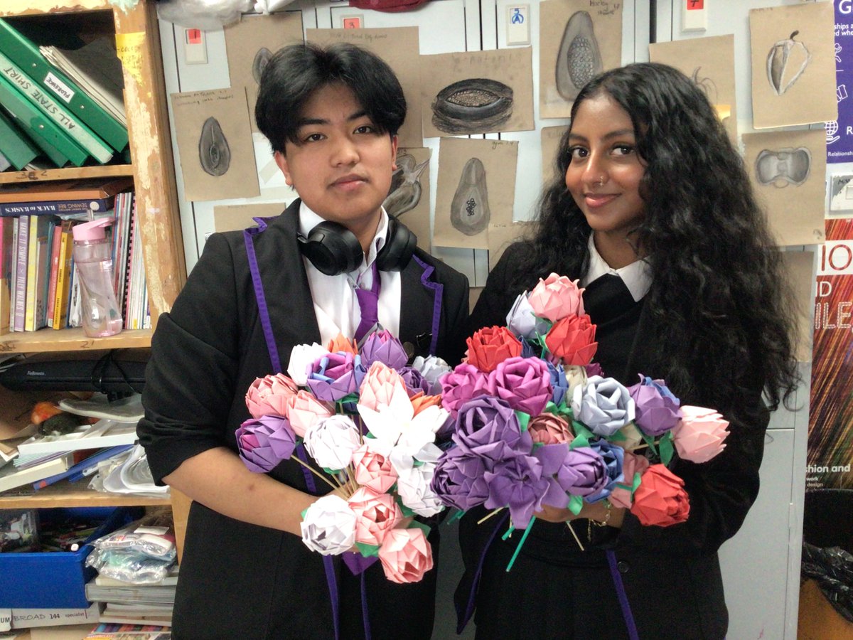 Happy Valentine’s Day from Curt &amp; Sherin, handing out their Origami flowers to celebrate