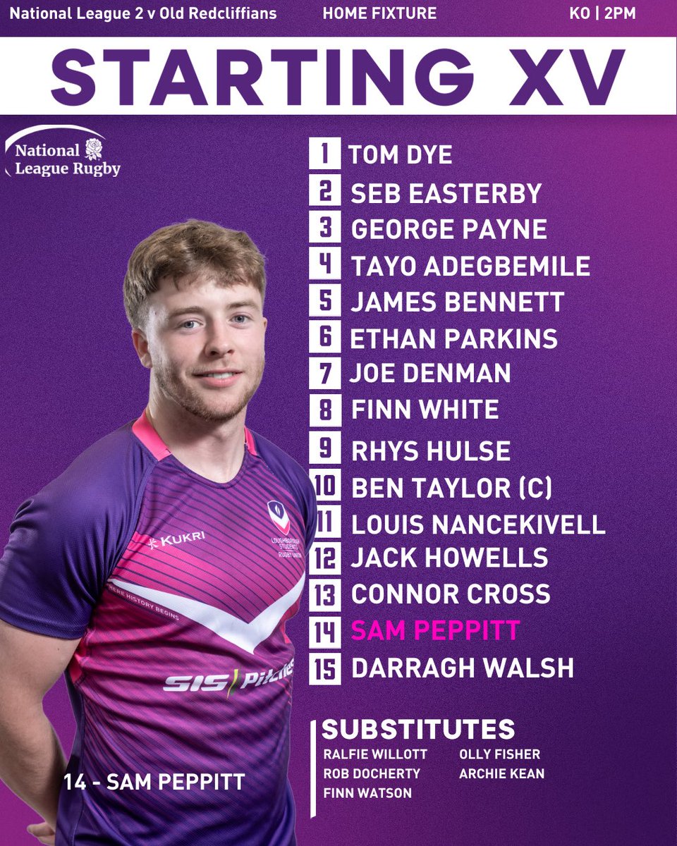 LboroRugby's tweet photo. TOMORROW โผ๏ธโผ๏ธ
2pm
Get down to the crumb to support ๐ช๐ป
#nationalleaguerugby #LOUvOLR #africanviolet https://t.co/EVJLN7H9ec