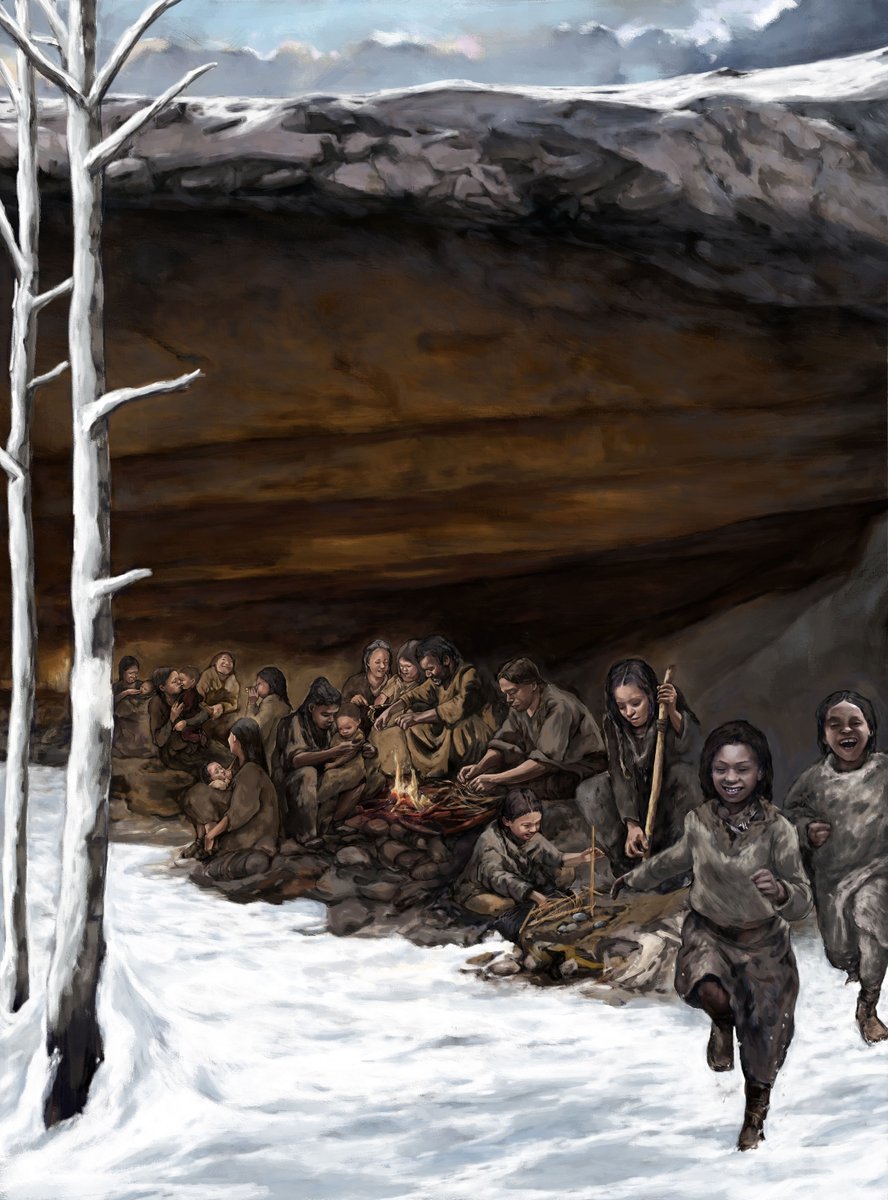 Participa en #ImaginandoAltamira con tu microrrelato sobre nuestra ilustración✍️

❄️En nuestra imagen de invierno vemos a todo el grupo reunido en la entrada de la cueva de Altamira, en torno a los hogares donde se desarrollaría la vida cotidiana.