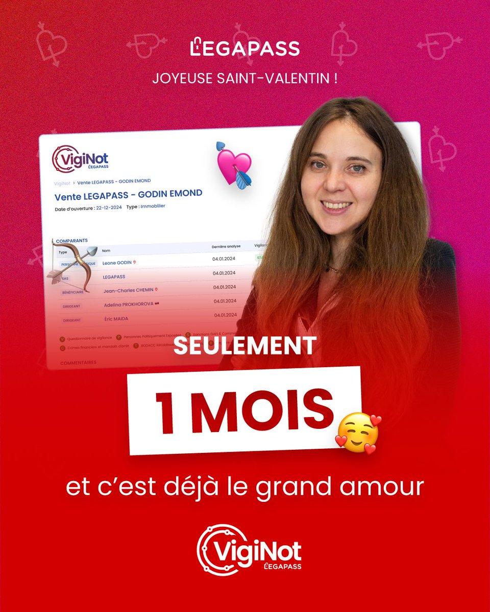 ❤️ 𝐍𝐨𝐭𝐚𝐢𝐫𝐞𝐬 + 𝐕𝐢𝐠𝐢𝐍𝐨𝐭 : en 1 mois, c'est déjà le coup de foudre !

Le 15 janvier, l’équipe Legapass a lancé VigiNot pour 𝐞́𝐩𝐚𝐮𝐥𝐞𝐫 𝐥𝐞 𝐧𝐨𝐭𝐚𝐫𝐢𝐚𝐭 𝐟𝐫𝐚𝐧𝐜̧𝐚𝐢𝐬 𝐝𝐚𝐧𝐬 𝐬𝐨𝐧 𝐨𝐛𝐥𝐢𝐠𝐚𝐭𝐢𝐨𝐧 𝐝𝐞 𝐥𝐮𝐭𝐭𝐞 𝐚𝐧𝐭𝐢-𝐛𝐥𝐚𝐧𝐜𝐡𝐢𝐦𝐞𝐧𝐭…