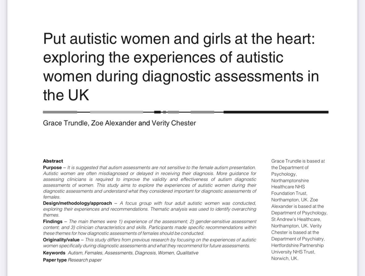 Verity Chester (@veritychester) on Twitter photo First paper from <a href="/GraceTrundle/">Dr Grace Trundle</a> et al’s project on understanding the experience of women and girls during autism assessments in the UK emerald.com/insight/conten… <a href="/AdvancesAutism/">Advances in Autism</a> First paper from <a href="/GraceTrundle/">Dr Grace Trundle</a> et al’s project on understanding the experience of women and girls during autism assessments in the UK emerald.com/insight/conten… <a href="/AdvancesAutism/">Advances in Autism</a>