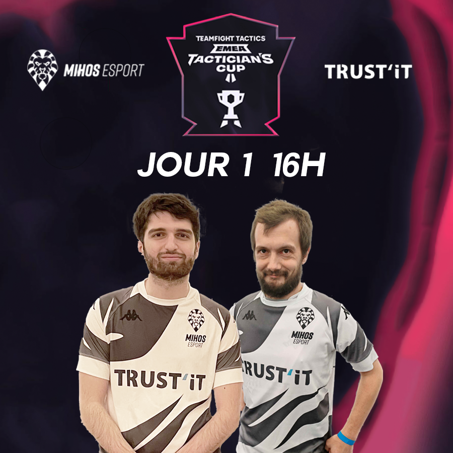 🔥 Rendez-vous cet après-midi à 16h pour le premier jour de La Tactician's Cup II | Into the Arcane !

📺 ttv/un33d
📺 ttv/tarteman

#MIHWIN #TrustIt
