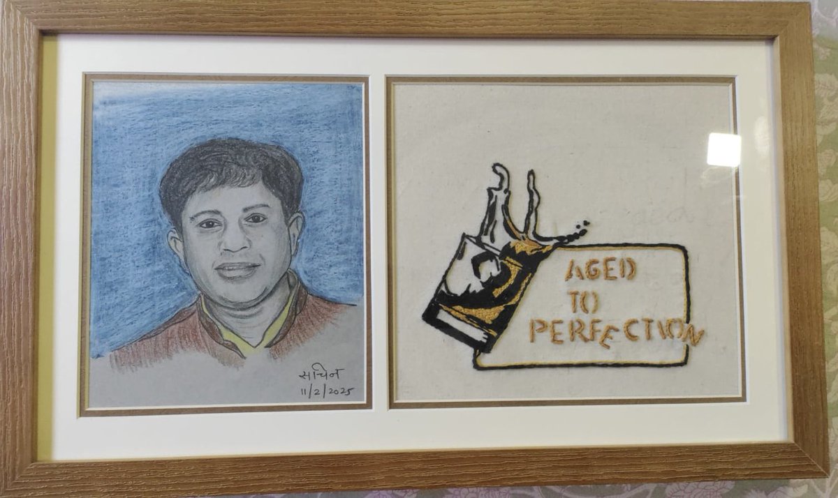 #Hobbies getting done in 2025! Gifted a friend on his birthday - a portrait and an embroidery patch! Cheers!
