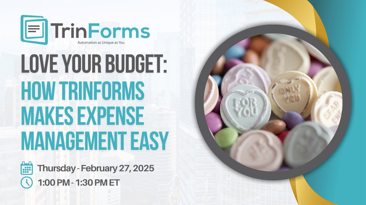 trindocs's tweet image. 💗Love Your Budget: How TrinForms Makes Expense Management Easy💗

📅 2/27
⌚ 1 pm ET
🔗 trindocs.com/resources/#web…

💖 Gain control over your spending with intuitive tools and automation.

#trinforms #trindocs #expensemanagement #workflow #automation #webinar