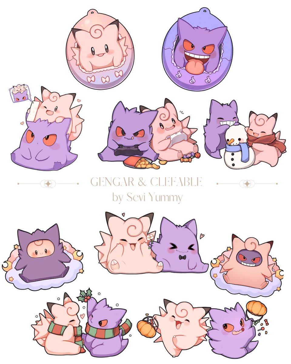 Gengar &amp; Cleffable 💜🩷