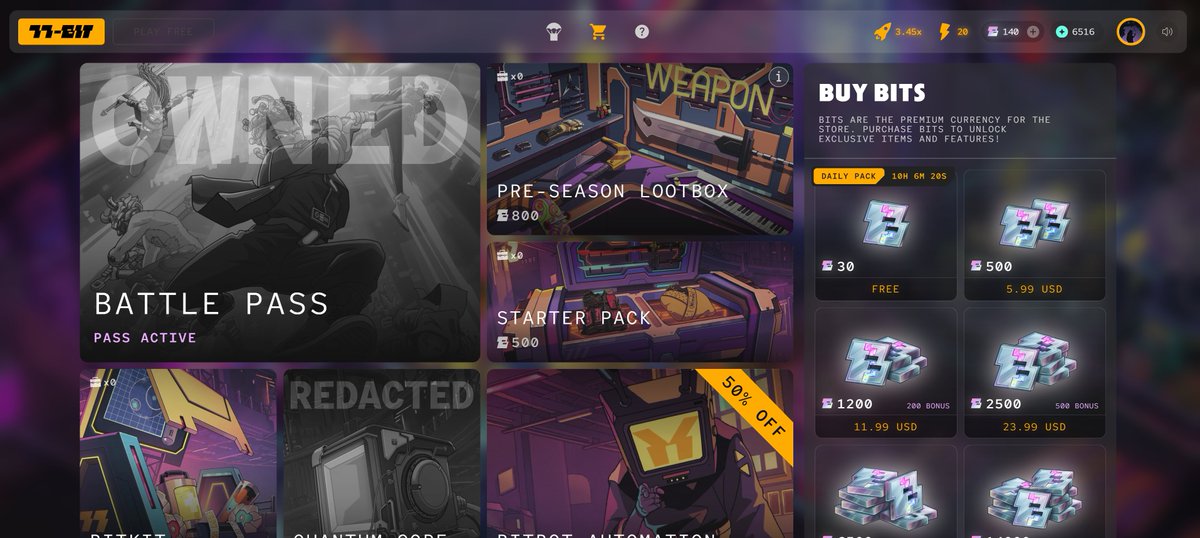 Bought <a href="/the77bit/">77-Bit</a> Battle Pass, ready for playtest now!